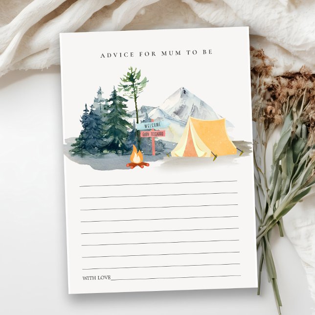 Tarjeta De Recepción Consejo De Montaña De Pine Camping Para Baby Showe (Subido por el creador)