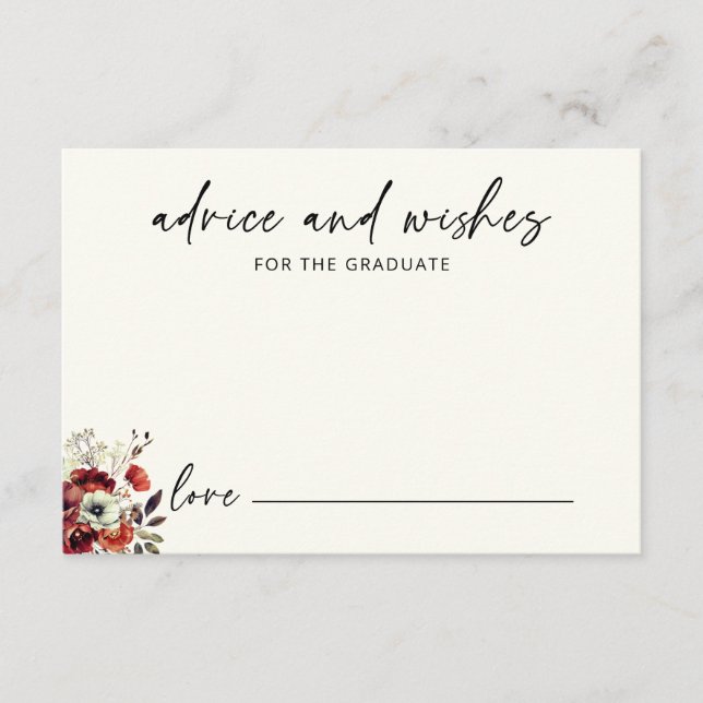 Tarjeta De Recepción Consejo Floral Elegante para graduación de Graduad (Anverso)