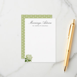 Tarjeta De Recepción Consejo matrimonial sobre Hidrangea Blanca y Verde