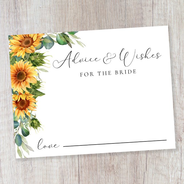 Tarjeta De Recepción Consejo Para La Ducha Bridal De Sunflower De Novia (Subido por el creador)