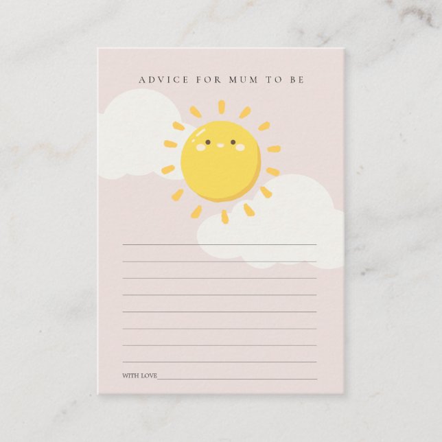 Tarjeta De Recepción Consejo Rubor Little Sunshine para Mamá Baby Showe (Anverso)
