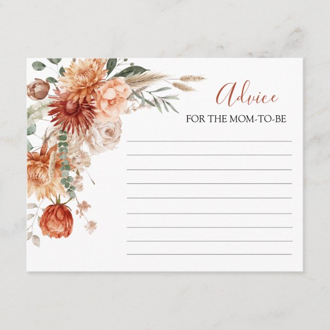 Tarjeta De Recepción Consejo Rústico De Baby Shower De Flor Silvestre P (Anverso)