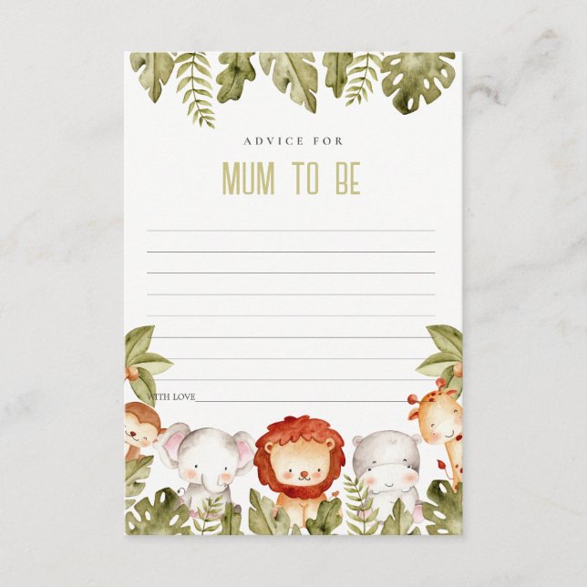 Tarjeta De Recepción Consejos de animales de safari tropical para la Ma (Anverso)