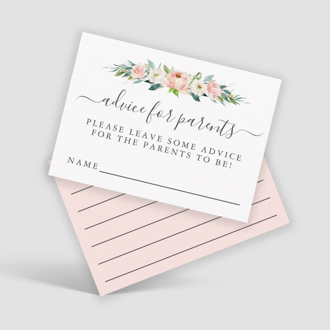 Tarjeta De Recepción Consejos de Baby Shower con flores rosadas para pa (Subido por el creador)