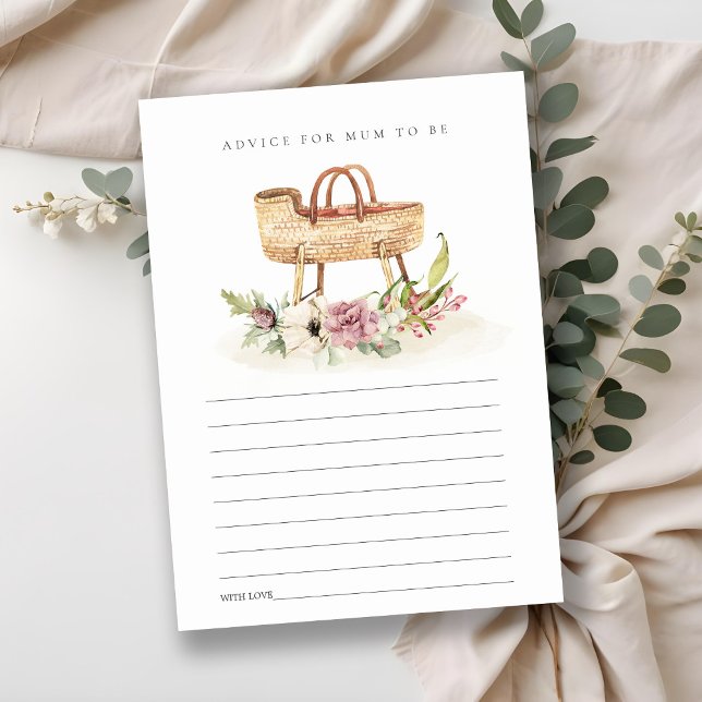 Tarjeta De Recepción Consejos de Bassinet con flores rosadas para Baby  (Subido por el creador)