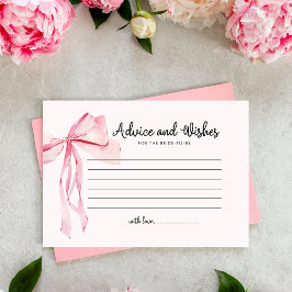 Tarjeta De Recepción Consejos de Bow Rosado y Deseos de Ducha Bridal