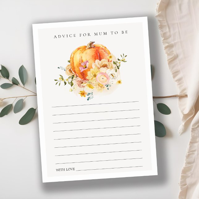Tarjeta De Recepción Consejos de calabaza de Naranja floral para Mamá B (Subido por el creador)