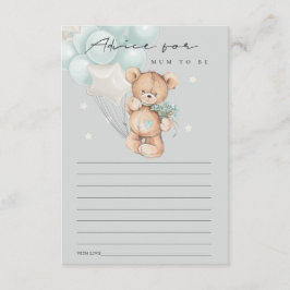 Tarjeta De Recepción Consejos De Globo De Oso Azul Gris Para Mamá Baby