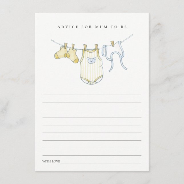 Tarjeta De Recepción Consejos de línea de ropa amarilla para Mamá Baby  (Anverso)