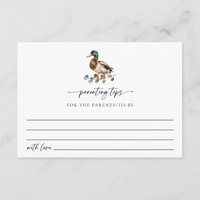 Tarjeta De Recepción Consejos de paternidad Rustic Mallard Duck (Anverso)