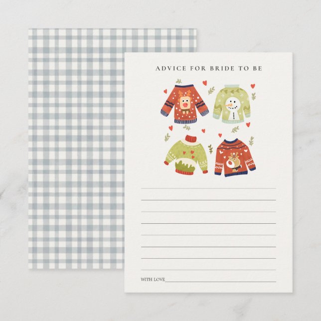 Tarjeta De Recepción Consejos De Suéter Fea Para La Ducha De Novias (Anverso / Reverso)