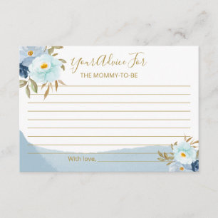 Tarjeta De Recepción Consejos para Baby Shower Floral Acuarela Azul Cla