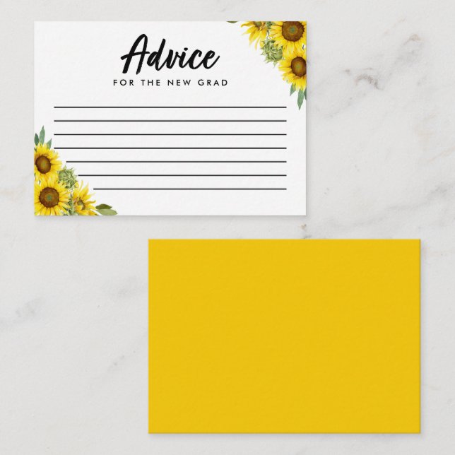 Tarjeta De Recepción Consejos para el nuevo guión de girasol granadoso  (Anverso / Reverso)