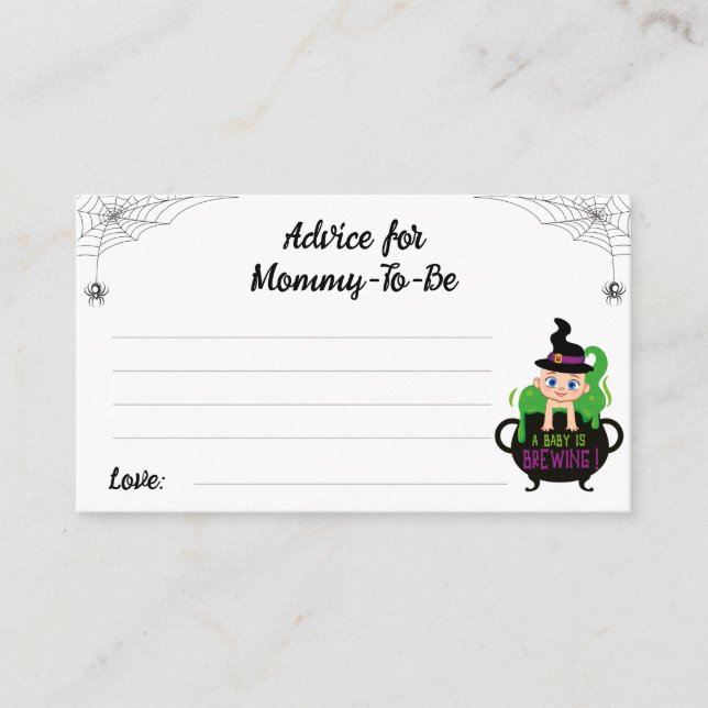 Tarjeta De Recepción Consejos para la futura mami-a-halloween Witch Bab (Anverso)
