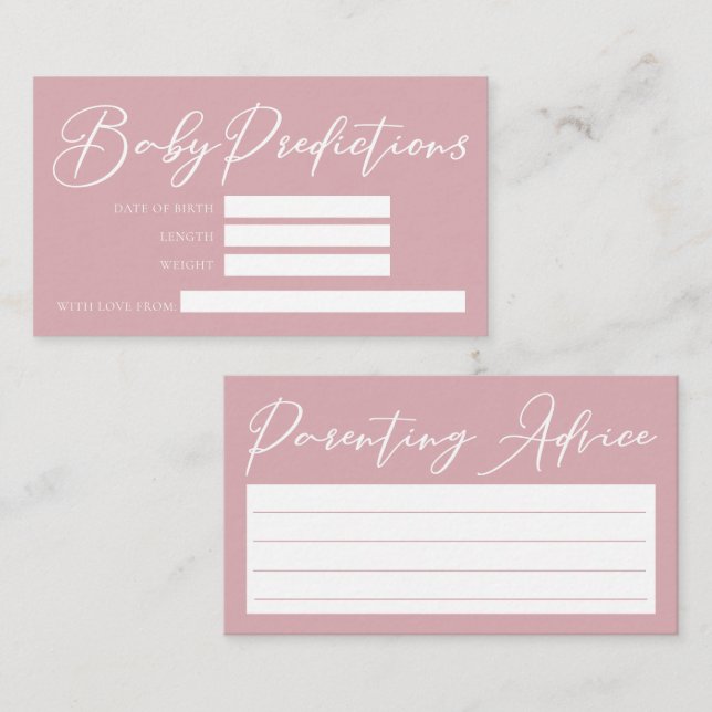 Tarjeta De Recepción Consejos sobre predicciones de Baby Shower rosadas (Anverso / Reverso)