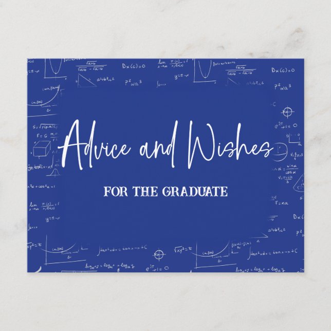 Tarjeta De Recepción Consejos y deseos azules para el graduado (Anverso)