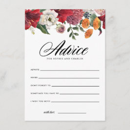 Tarjeta De Recepción Consejos y deseos de boda con acuarela de amarilis