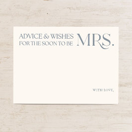 Tarjeta De Recepción Consejos y deseos de boda minimalista azul
