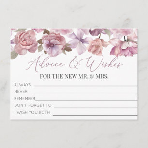 Tarjeta De Recepción Consejos y deseos de duchas de novias florales