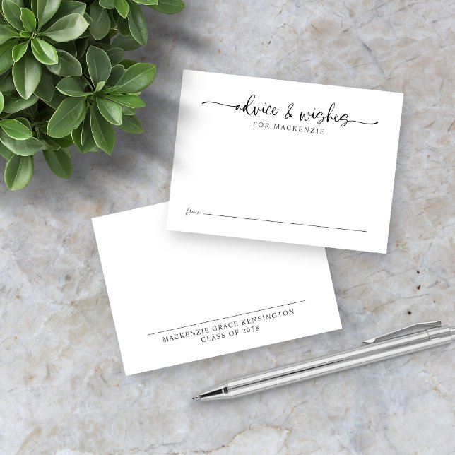 Tarjeta De Recepción Consejos y deseos de graduación en un guión elegan (Graduation Advice and Wishes Cards in Elegant Script )
