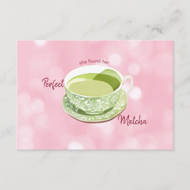 Tarjeta De Recepción Consejos y deseos de Pink Matcha japonés para desp (Anverso)