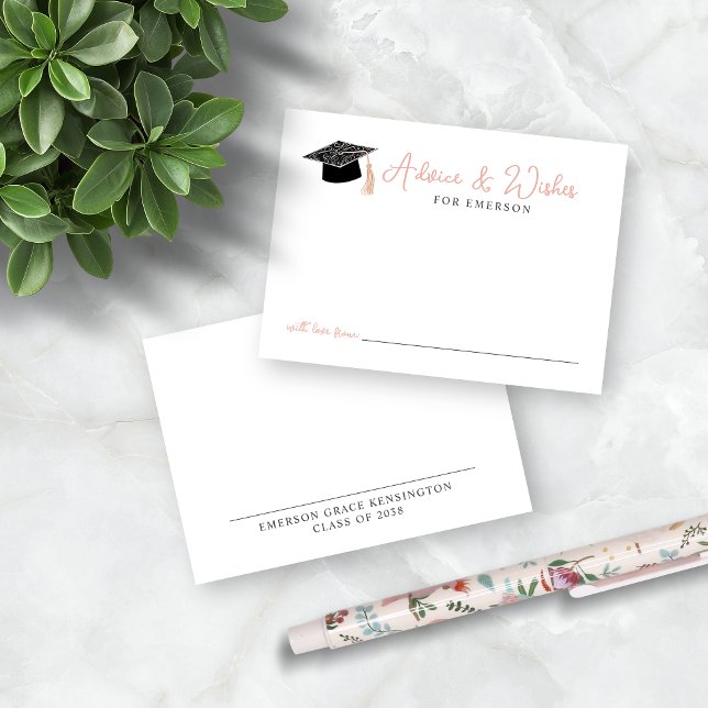Tarjeta De Recepción Consejos y deseos dibujados a mano para el doodle  (Advice and Wishes Hand Drawn Graduation Doodle Words of Wisdom Cards)