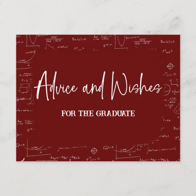 Tarjeta De Recepción Consejos y deseos granate para el graduado (Anverso)