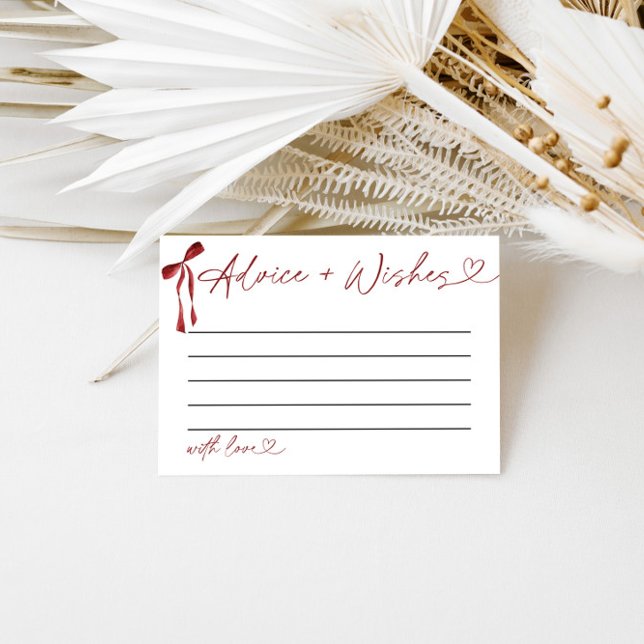 Tarjeta De Recepción Consejos y deseos juego de ducha Burgundy Bow (Subido por el creador)