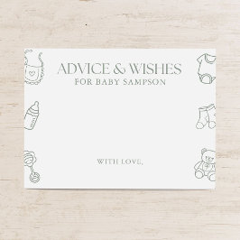 Tarjeta De Recepción Consejos y deseos para baby shower en verde salvia