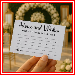 Tarjeta De Recepción Consejos y Deseos para Boda de Pareja Ducha Nupcia