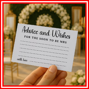Tarjeta De Recepción Consejos y Deseos para Novia Boda Despedida de Sol