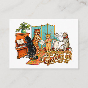 Tarjeta De Recepción Consigue tu ritmo con gatos musicales vintage