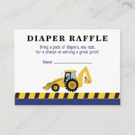 Tarjeta De Recepción Construcción Backhoe Baby Shower Diaper Raffle