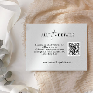Tarjeta De Recepción Contemporary Script simple QR Code Wedding Details