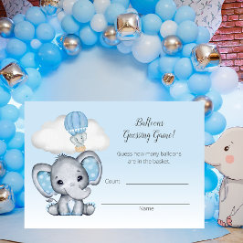 Tarjeta De Recepción Conteo de niño elefante con globo aerostático