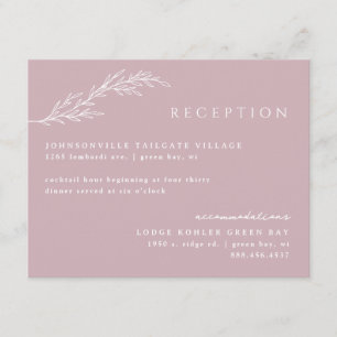 Tarjeta De Recepción Contorno de flores de boho moderno en rosa Rubor