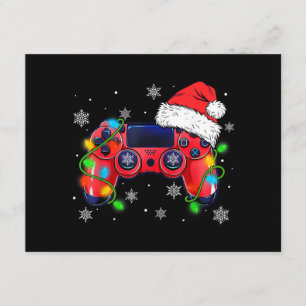 Tarjeta De Recepción Controlador de videojuegos sombrero de santa navid