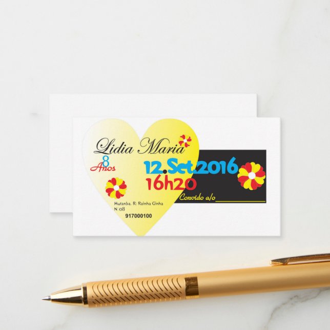 Tarjeta De Recepción Convite aniversario (Anverso/Reverso In Situ)