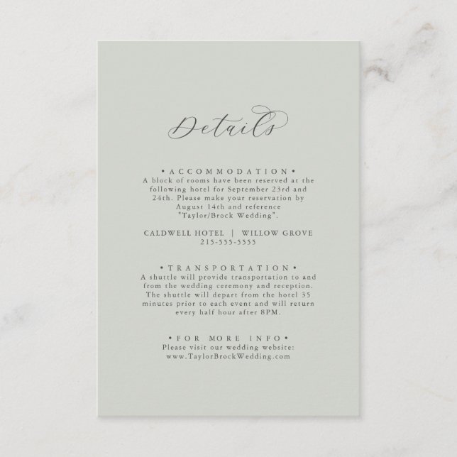 Tarjeta De Recepción Coordenada floral blanca elegante | Detalle de la  (Anverso)
