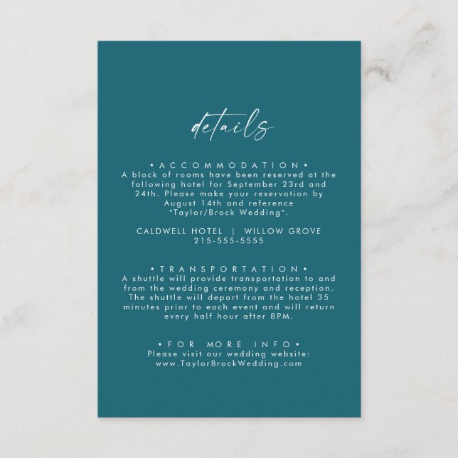 Tarjeta De Recepción Coordenadas acuáticas modernas | Detalle Verde azu (Anverso)