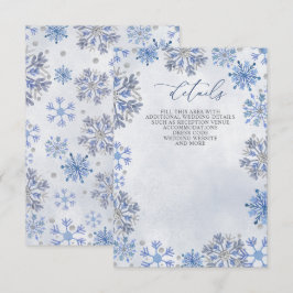 Tarjeta De Recepción Copo de Nieve Azul Plateado Invierno Boda de Navid
