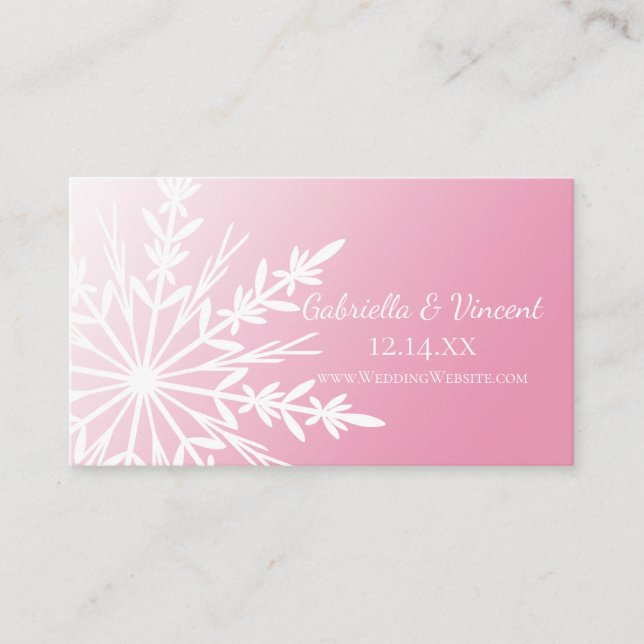 Tarjeta De Recepción Copo de nieve blanco en sitio web de boda de invie (Anverso)