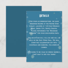 Tarjeta De Recepción Copo de Nieve Elegante Invierno Azul | Detalle de
