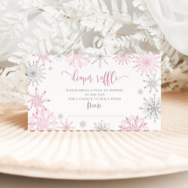 Tarjeta De Recepción Copos de nieve de plata rosa rifa de pañales