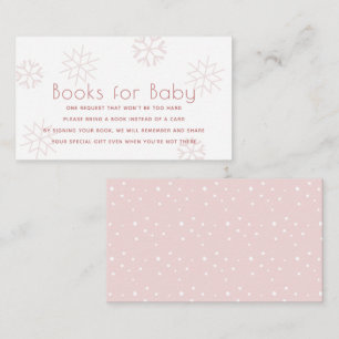 Tarjeta De Recepción Copos de nieve rosados en Baby Shower Libros para 