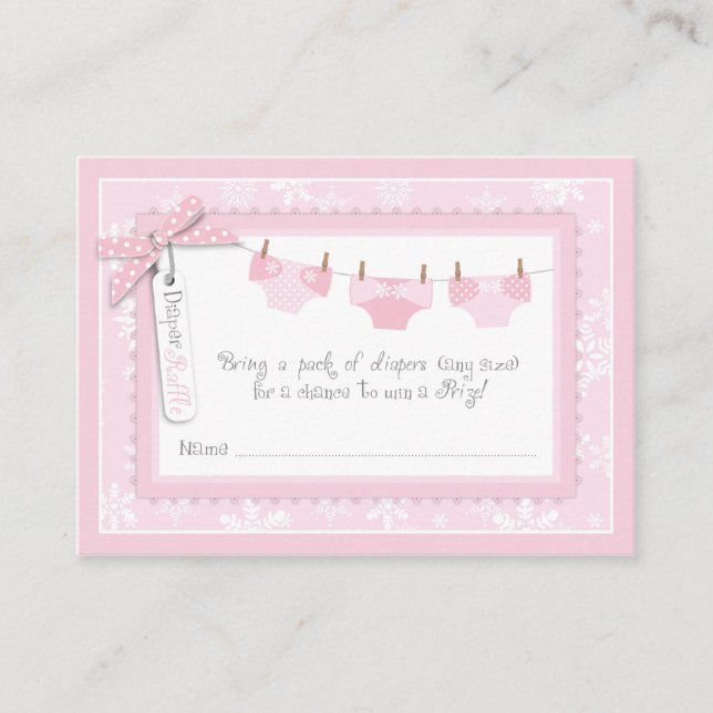 Tarjeta De Recepción Copos de nieve y boleto de Raffle Tutu Diaper (Anverso)