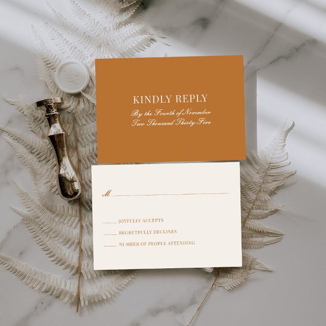 Tarjeta De Recepción Copper Light Brown Old Money Wedding Mail In RSVP (Subido por el creador)