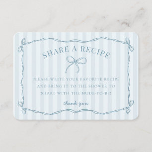 Tarjeta De Recepción Coqueta Azul Bow Pastel Bridal Compartir una recet