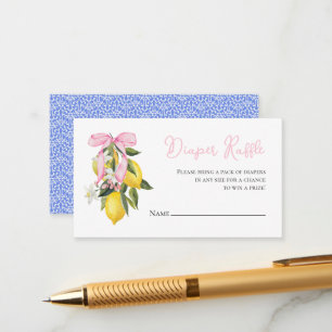 Tarjeta De Recepción Coqueta Lemon Pink Bow ducha bebé Diaper Raffle