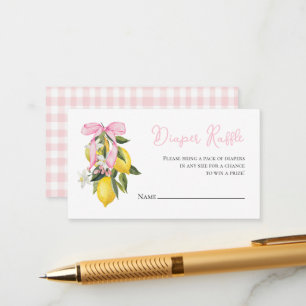 Tarjeta De Recepción Coqueta Lemon Pink Bow ducha bebé Diaper Raffle